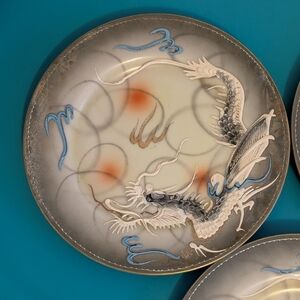 Moriyama Moriage Hand Painted Dragon Plate
